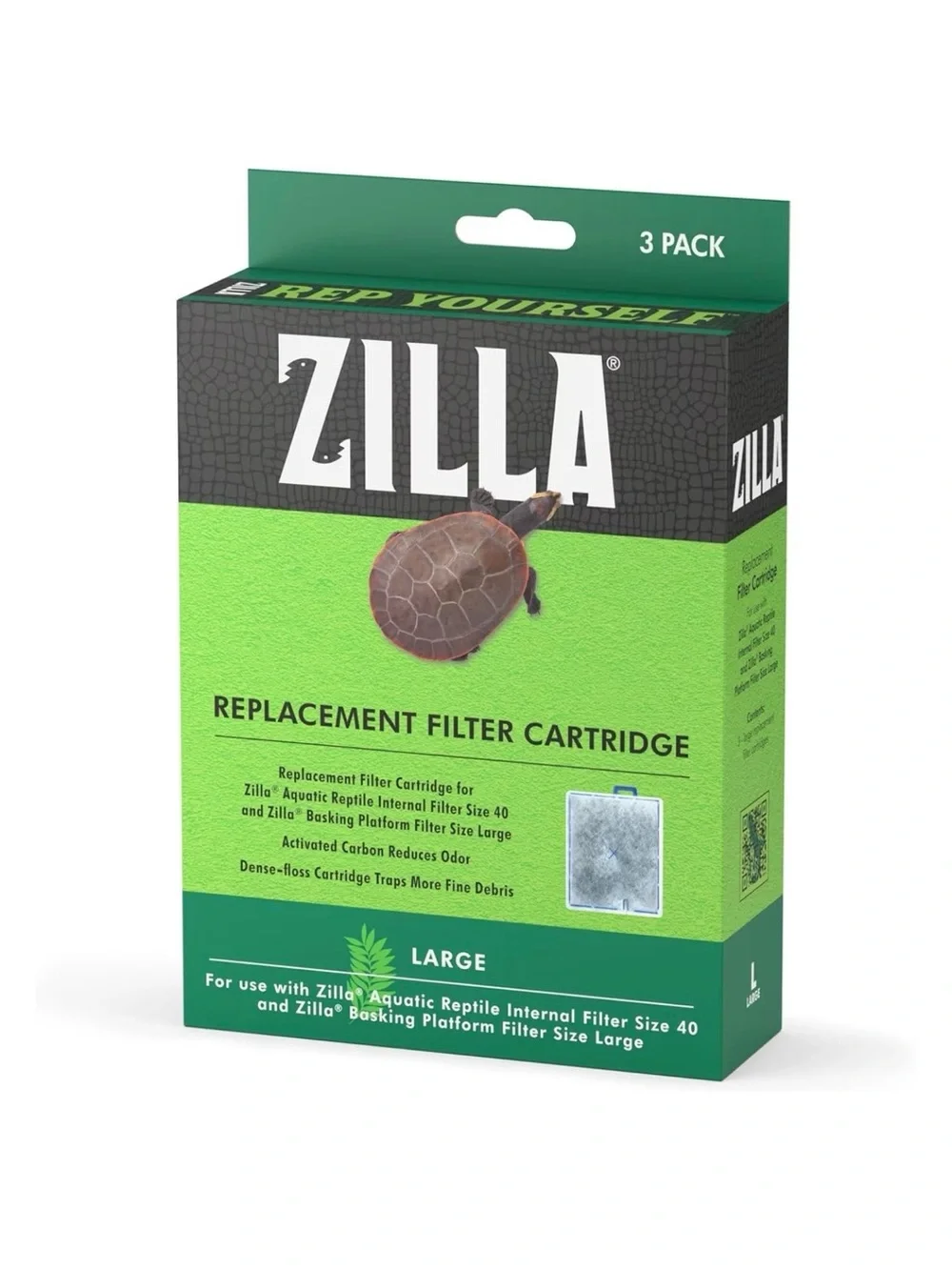 2 Zilla Reptile Terrarium Filter Replacement Cartridges, 3 count, Large